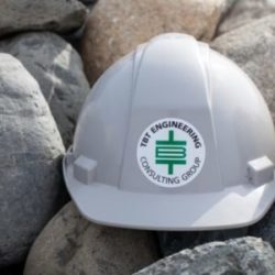 Hard hat on rocks